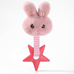 Kseroo Spiked Star Bunny Head Plush Dog Chew Toy, Pink