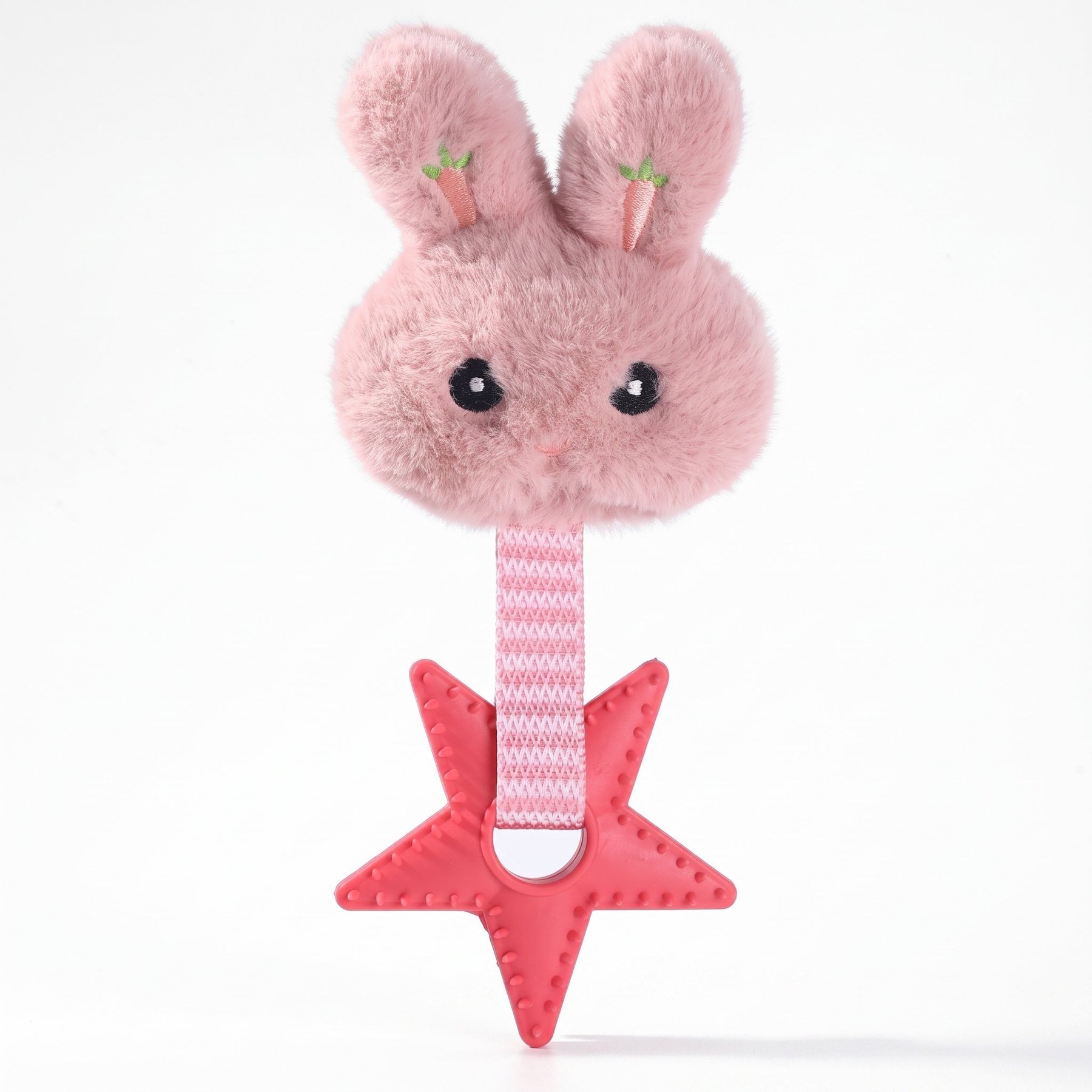 Kseroo Spiked Star Bunny Head Plush Dog Chew Toy, Pink