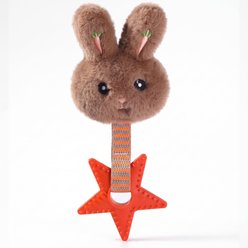 Kseroo Spiked Star Bunny Head Plush Dog Chew Toy, Brown