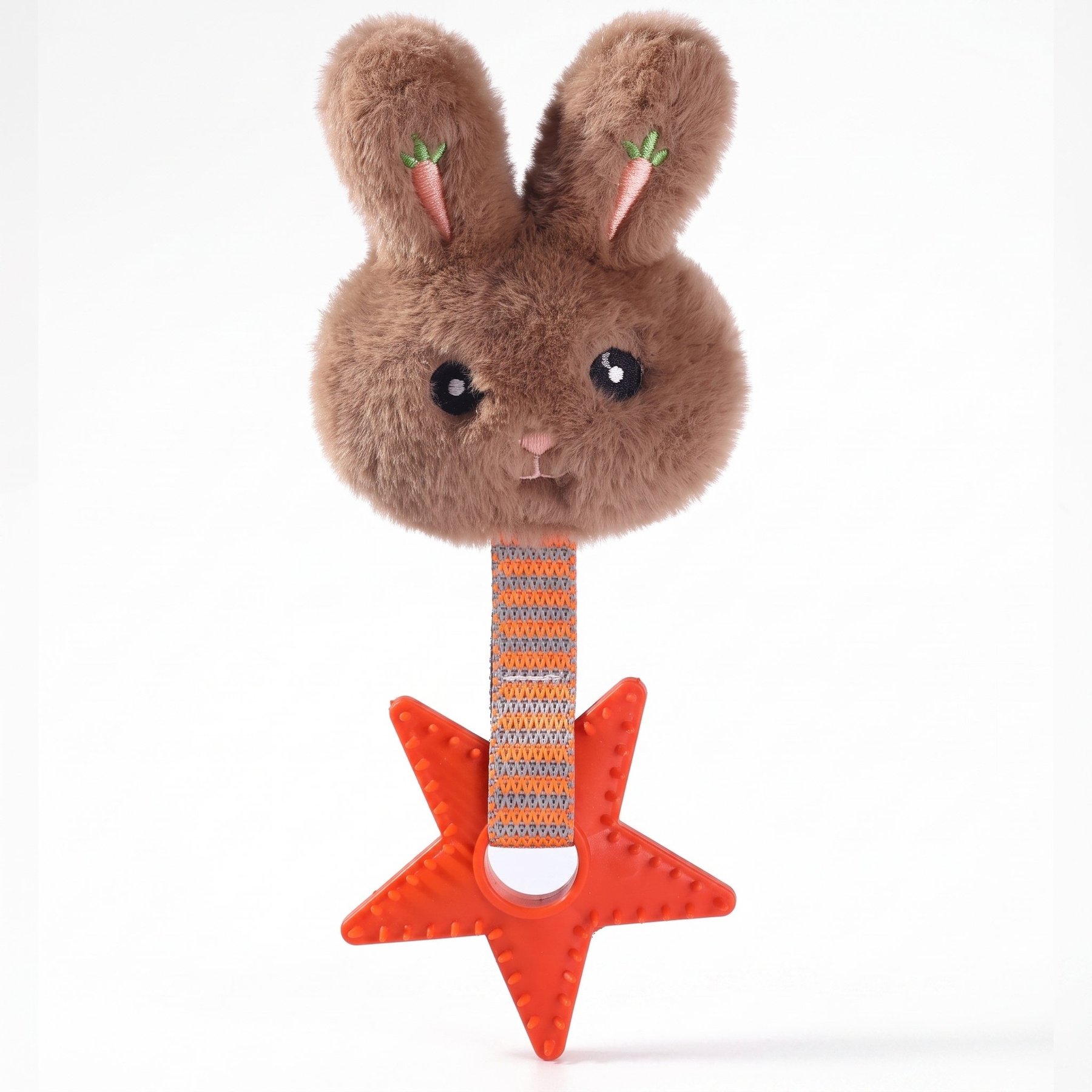 Kseroo Spiked Star Bunny Head Plush Dog Chew Toy, Brown