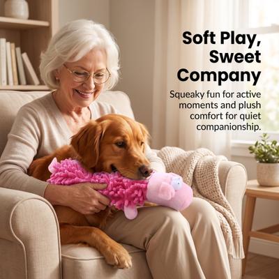 Show full view: Kseroo Pig Mop Plush Dog Chew Toy, Pink slide 9 of 9