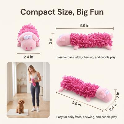 Show full view: Kseroo Pig Mop Plush Dog Chew Toy, Pink slide 7 of 9