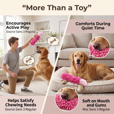 Show full view: Kseroo Pig Mop Plush Dog Chew Toy, Pink slide 6 of 9