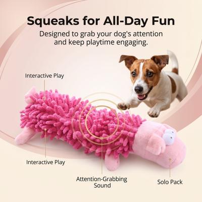 Show full view: Kseroo Pig Mop Plush Dog Chew Toy, Pink slide 2 of 9