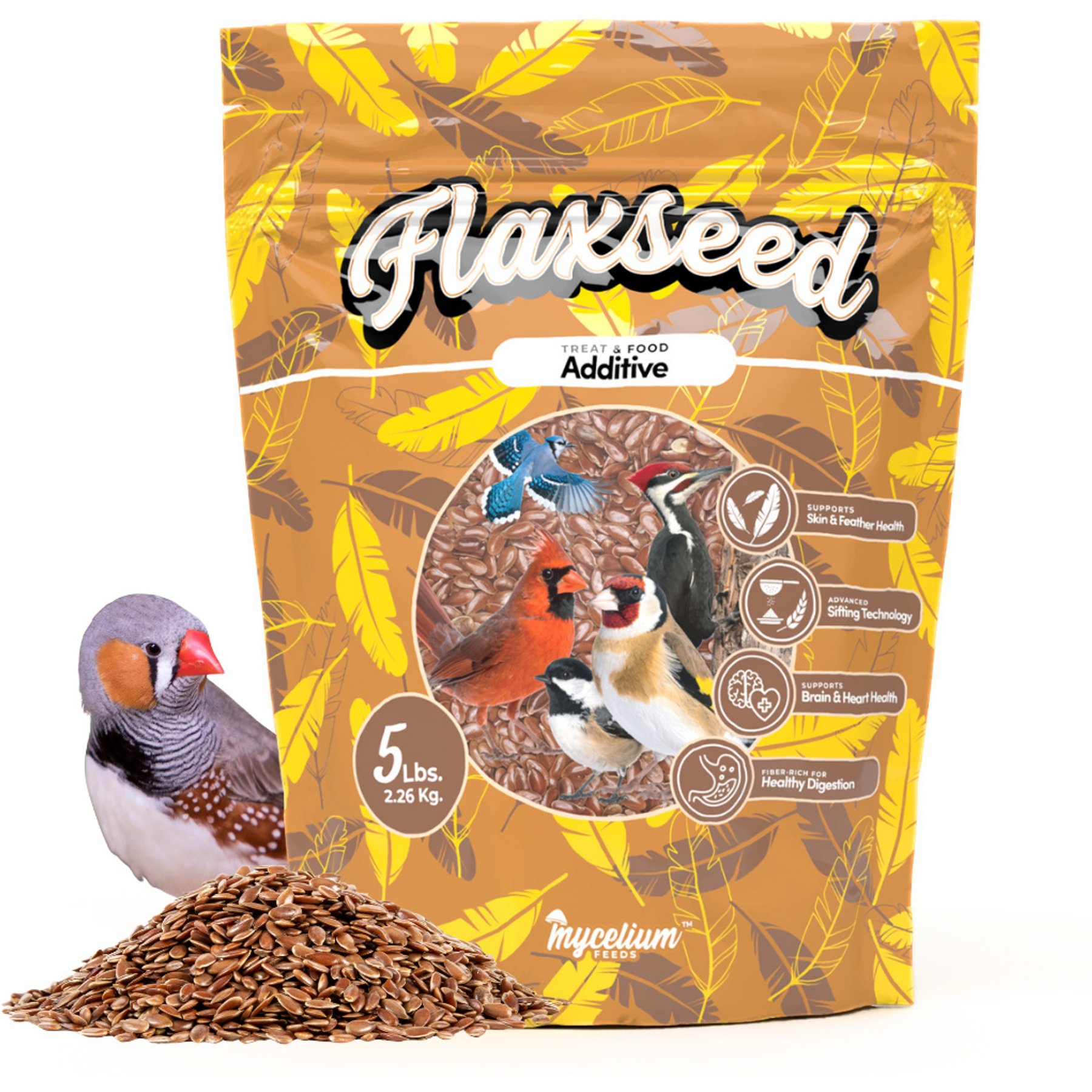 Mycelium Feeds Omega-3 Rich Flax Seed Blends Bird Food, 5-lb bag