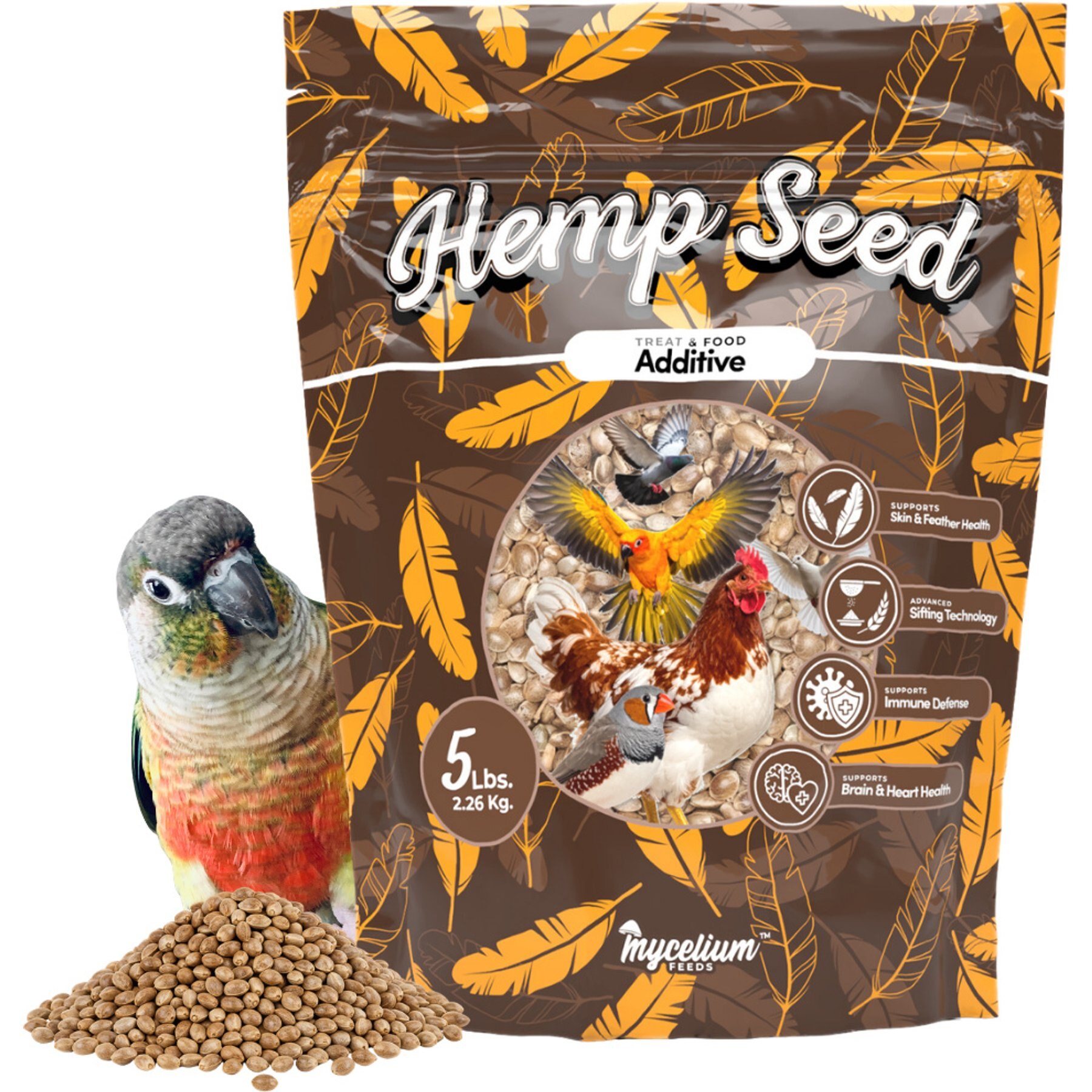 Mycelium Feeds Omega-3 Rich Supports Healthy Feathers & Digestion Seed Blends Bird Food, 5-lb bag