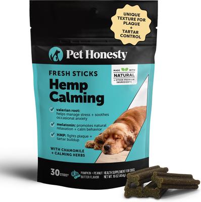 PET HONESTY Hemp Calming Pumpkin Flavored Dental Sticks for Dogs