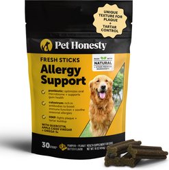 Pet Honesty Allergy Support Pumpkin Flavored Dental Sticks for Dogs, 30 count