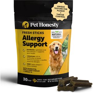 Pet Honesty Allergy Support Pumpkin Flavored Dental Sticks for Dogs, 30 count