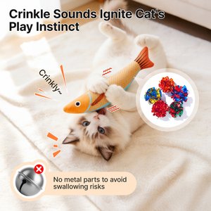 Potaroma Crinkle Fish Cat Toys with Catnip, Multi-color, 9.4-in, 3 count