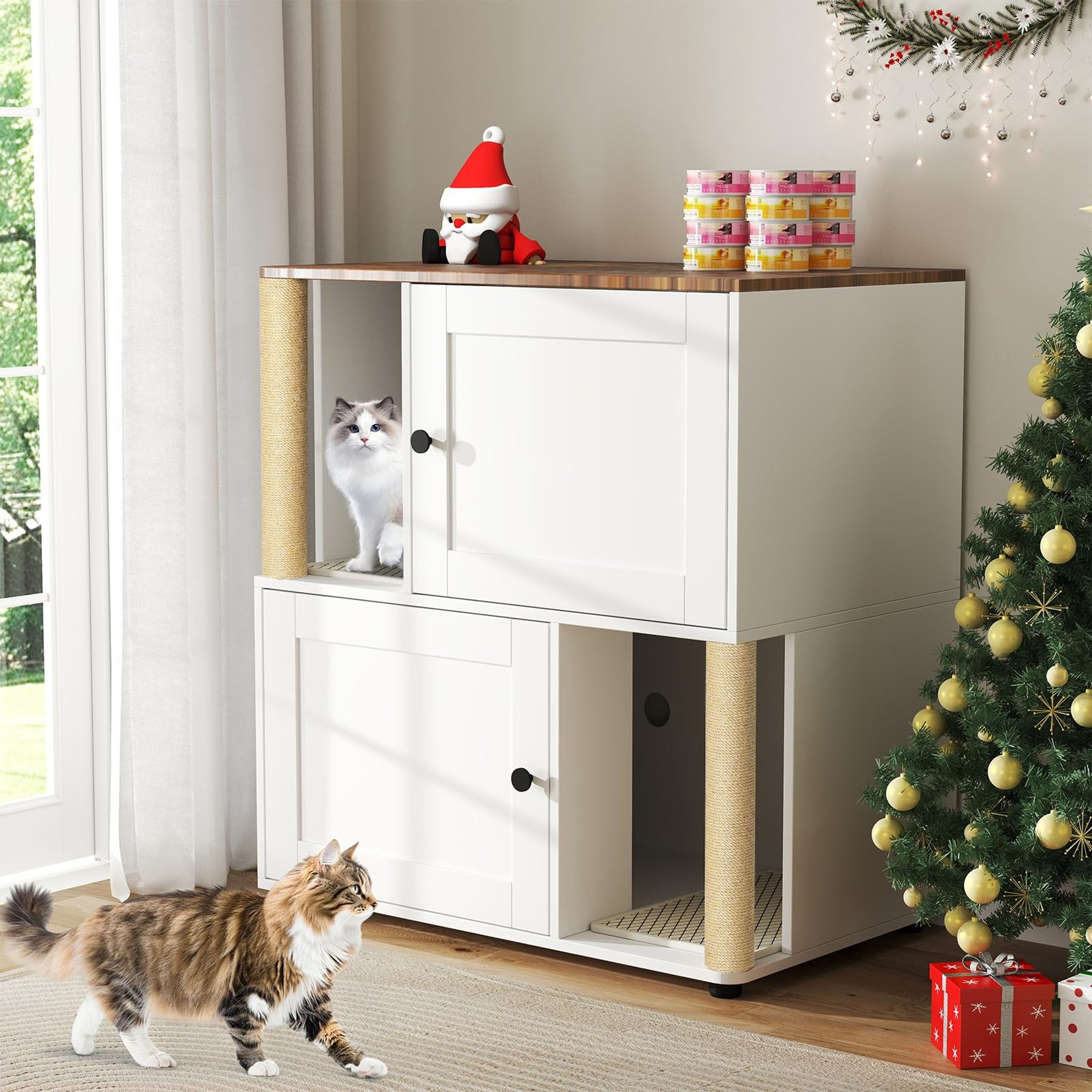 Yafylly Double Cat Litter Box Enclosure