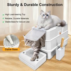 Newget Oval Enclosed Stainless Steel Transparent Front Door with Deodorant Bag Covered Cat Litter Box slide 2 of 7