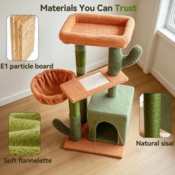 Newget 4-Tier Indoor Activity Multi-Level Climbing Furniture Cactus Shaped Plush Cat Tree with Nest, Sisal Scratching Post & Hammock Tower slide 2 of 7