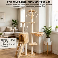 Newget 5-Tier Climbing Frame Luxury Half Cotton Rope Wrap Post Platform & Nest Sturdy Activity Furniture Plush Cat Tree slide 2 of 7