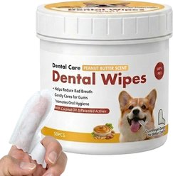 JAYU PET Peanut Butter Flavor Dental Care Tartar-Control Dog Wipes, 50 count