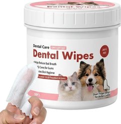 JAYU PET Unscented Dental Care Finger Tartar-Control Dog & Cat Wipes, 50 count