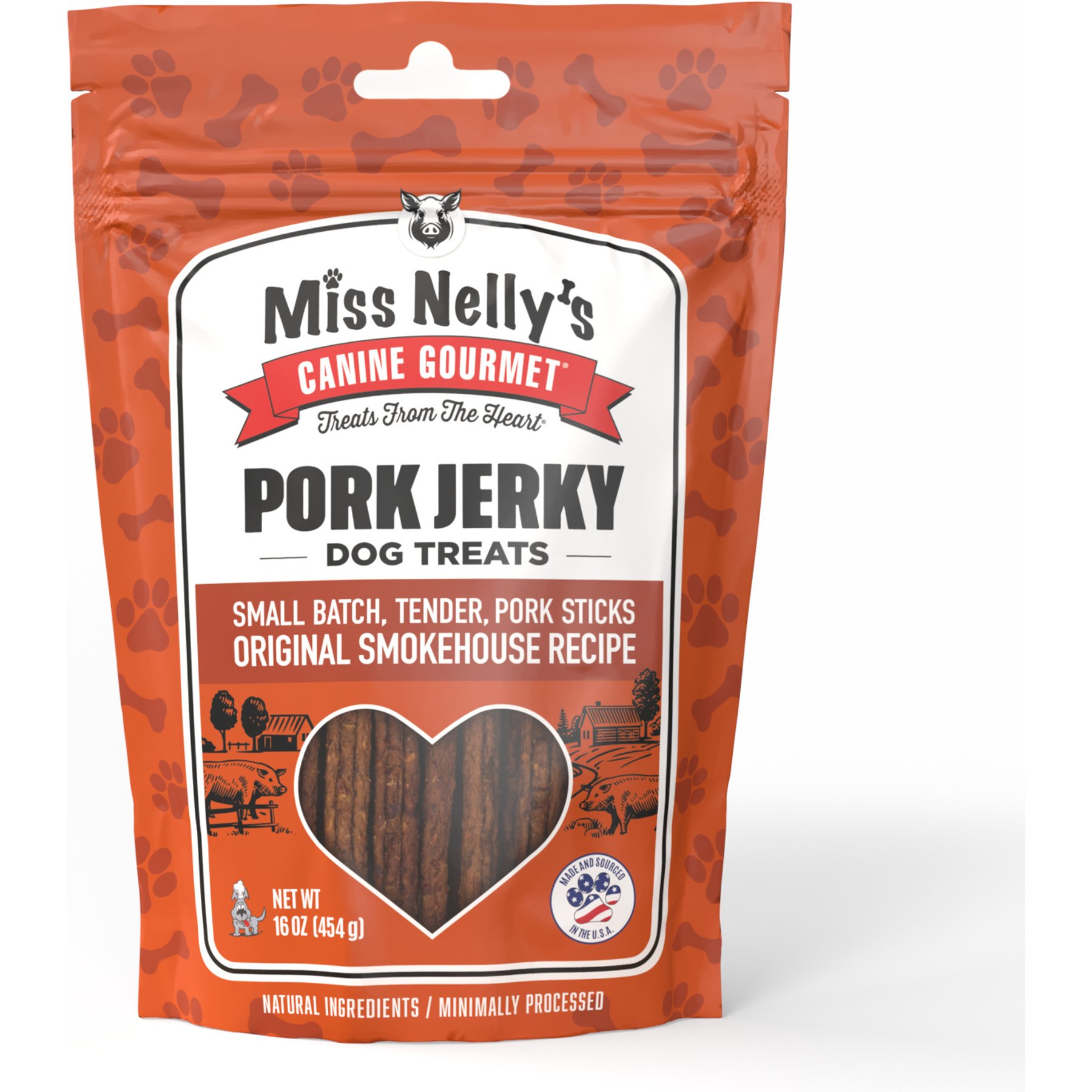Miss Nelly's Canine Gourmet Pork Jerky Dog Soft & Chewy Treats, 16-oz bag