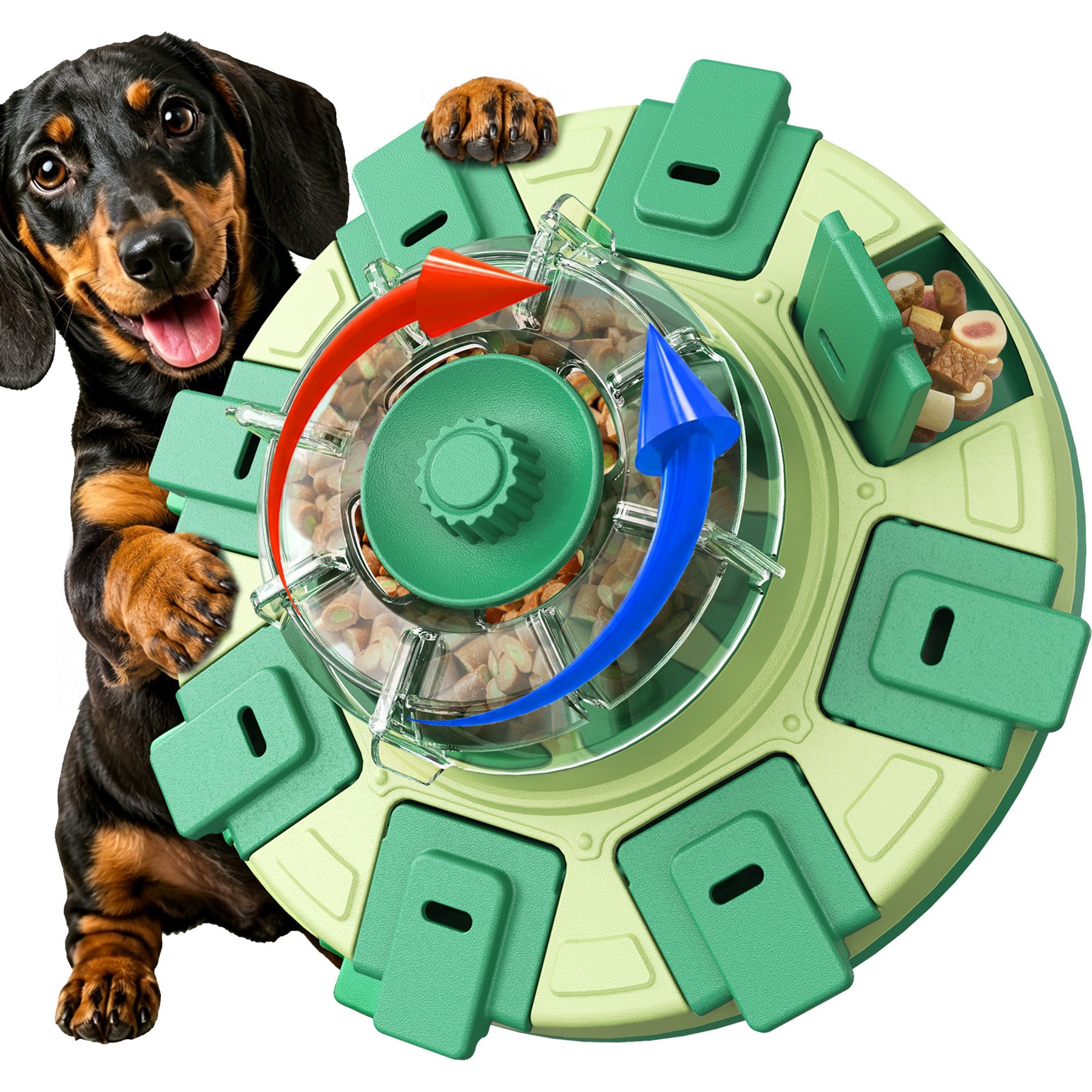 KADTC Lucky Wheel 2 In 1 Puzzle Dog Toy, Green