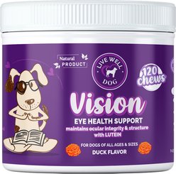 Live Well Dog Vision Support Eye-Care Salmon Flavored Soft Chews Supplement for Dogs, 8-oz jar