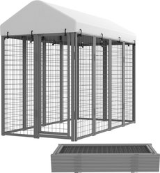 Rupzen Collapsible Kennel for Outdoor, Galvanized Steel Foldable Enclosure with Waterproof Roof & Secure Lock Escape-Proof Dog Crate, Black, Small: 8 x 4 x 6-ft