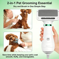 Newget 2-in-1 Constant Temperature Grooming Tool Dog & Cat Hair Dryer & Comb with Adjustable Wind, Temperature Gears, Detachable Anti-Tangle Grooming Brush & Lightweight Home Grooming Accessory slide 2 of 6
