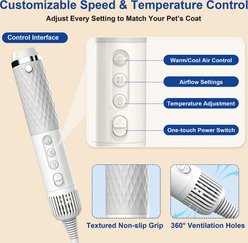Newget 2-in-1 Cordless Smart Temp Control Dog & Cat Hair Dryer with Cold & Warm Air, 3 Wind Speed, Comb & Multiple Nozzle slide 2 of 7
