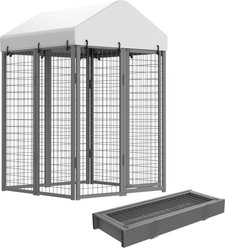 Rupzen Collapsible Kennel for Outdoor, Galvanized Steel Foldable Enclosure with Waterproof Roof & Secure Lock Escape-Proof Dog Crate, Black, X-Small: 4 x 4 x 6-ft