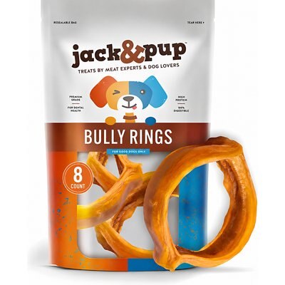 Jack & Pup Jack & Pup Odor Free 4-inch Beef Bully Stick Ring Dog Chews, 8 count