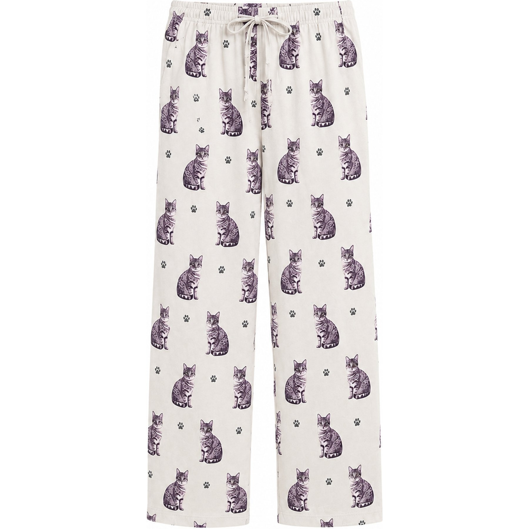 E&S PETS Silver Tabby Cat Pajama Bottoms, Grey, Medium