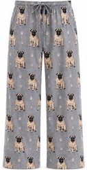 E&S PETS Pug Pajama Bottoms, Grey, Large