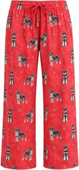 E&S PETS Schnauzer Pajama Bottoms, Red, Medium