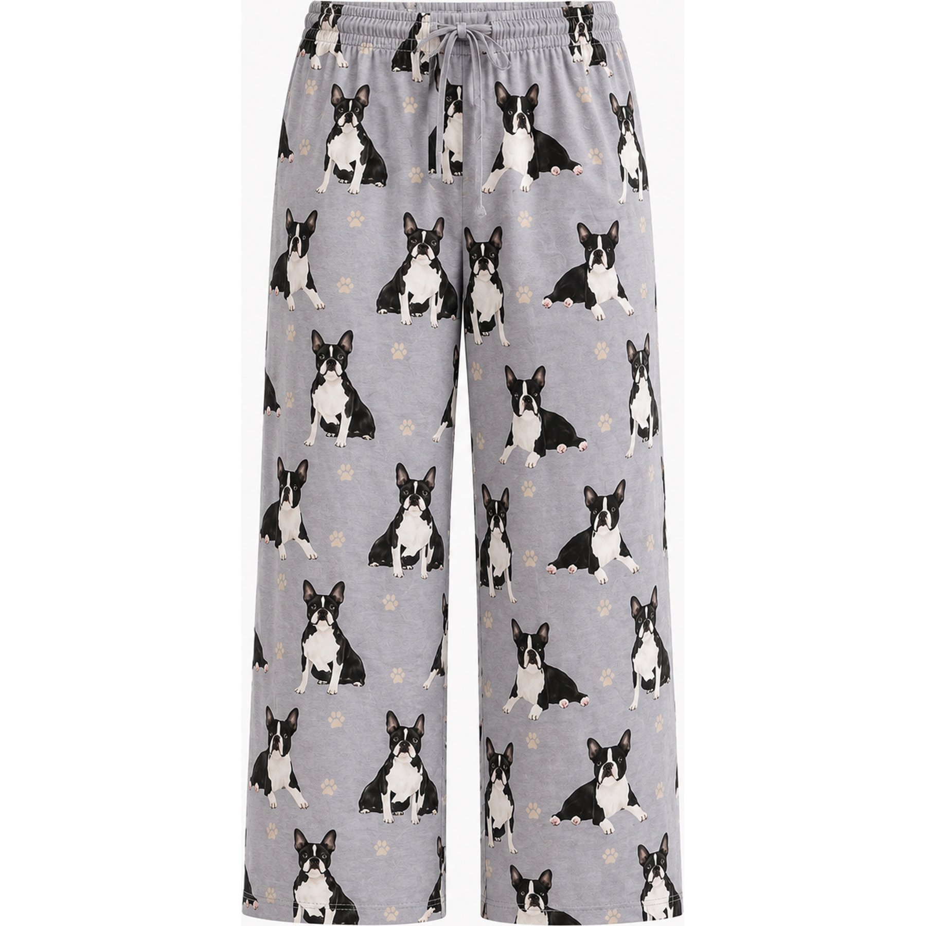 E&S PETS Boston Terrier Pajama Bottoms, Grey, X-Large