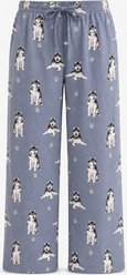 E&S PETS Siberian Husky Pajama Bottoms, Blue, Large