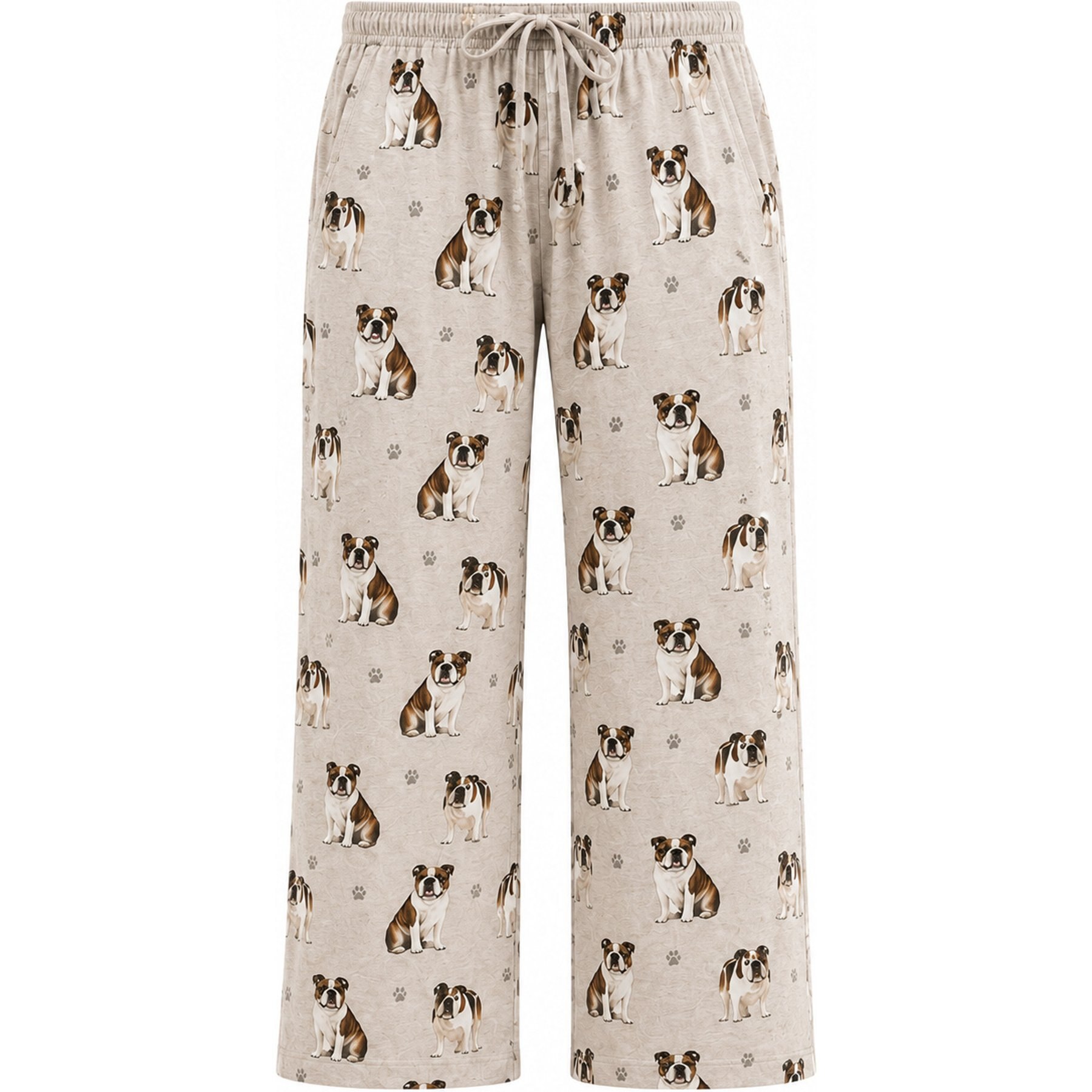E&S PETS Bulldog Pajama Bottoms, Cream, Large