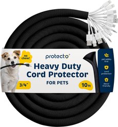 Protecto Chew-Proof Dog, Cat & Small Pet Cord Protector, 10-ft long, 3/4-in wide, Black