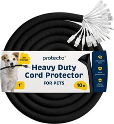 Protecto Chew-Proof Cord Protector Dog, Cat & Small Animal Wire Cover, 10-ft long, 1-in wide, Black