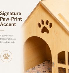 NonoPets All Season Solid Wood Cottage Shaped Enclosed Window Covered Dog & Cat House, Large slide 2 of 9