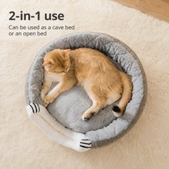 NonoPets Dual Tone Plush Round Enclosed Hideout Novelty Covered Dog & Cat Bed, Large slide 2 of 9
