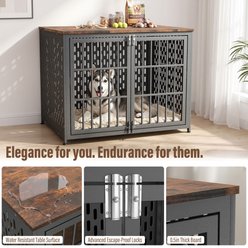 Rupzen Furniture Style End Table Dog Crate, Black, 42 Inch slide 2 of 8