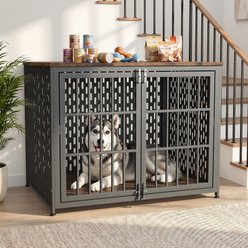 Rupzen Furniture Style End Table Dog Crate, Black, 42 Inch