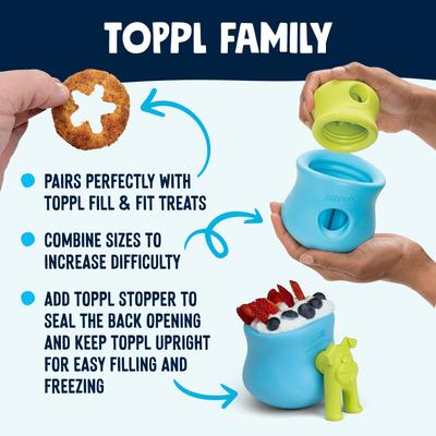 Show full view: West Paw Zogoflex Toppl Tough Treat Dispensing Dog Chew Toy, Aqua Blue, Large slide 6 of 10