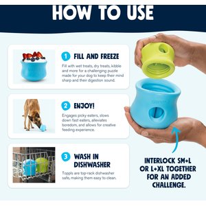 West Paw Zogoflex Toppl Tough Treat Dispensing Dog Chew Toy, Aqua Blue, Large