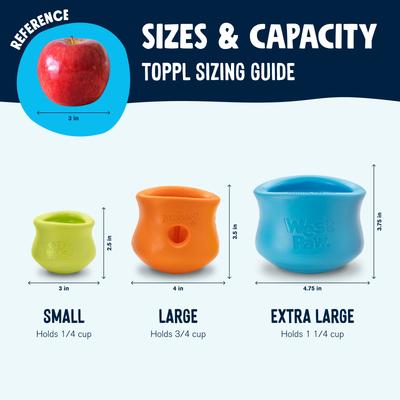 Show full view: West Paw Zogoflex Toppl Tough Treat Dispensing Dog Chew Toy, Aqua Blue, Large slide 5 of 10
