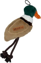 Eddie Bauer Mallard Plush Velboa Squeaky Plush Dog Toy with Rope Legs, Green, 20-in