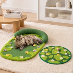 Happy & Polly Blooming Meadow Garden Oval & Sisal Round 0.79-in Plush Modern Cat Scratcher Pad, 2 count