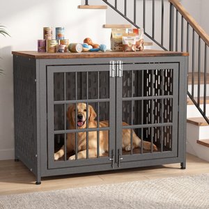 Rupzen Furniture Style End Table Dog Crate, Black, 38 Inch