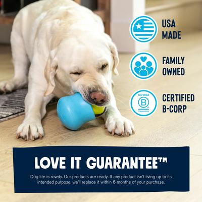 Show full view: West Paw Zogoflex Toppl Tough Treat Dispensing Dog Chew Toy, Aqua Blue, Large slide 7 of 10