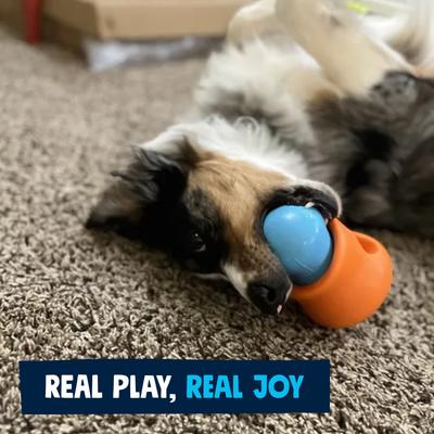 Show full view: West Paw Zogoflex Toppl Tough Treat Dispensing Dog Chew Toy, Aqua Blue, Large slide 8 of 10