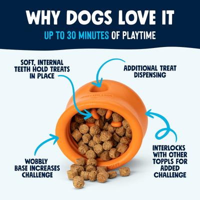 Show full view: West Paw Zogoflex Toppl Tough Treat Dispensing Dog Chew Toy, Aqua Blue, Large slide 2 of 10