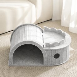 NonoPets 3-in-1 Play Maze Hideaway S-Shaped Felt Multi-Functional Interactive Covered Dog & Cat Bed, Grey